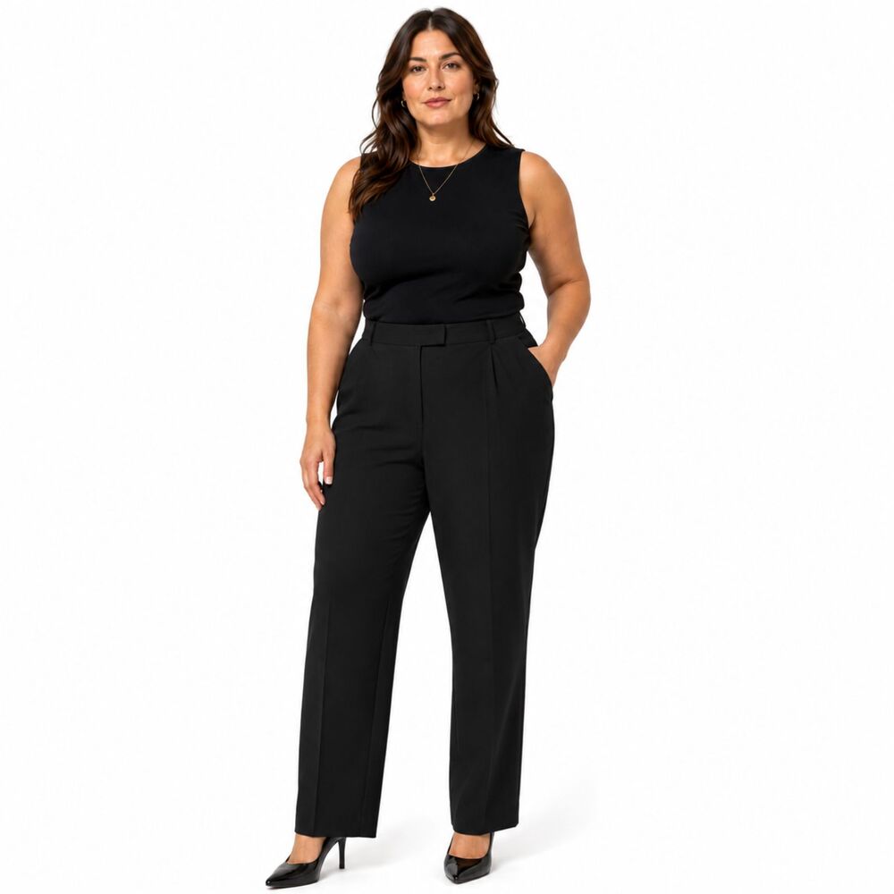 Lafayette 148 Trouser Irving Straight Leg Pants Women's Sz 14 Black Dressy Chic